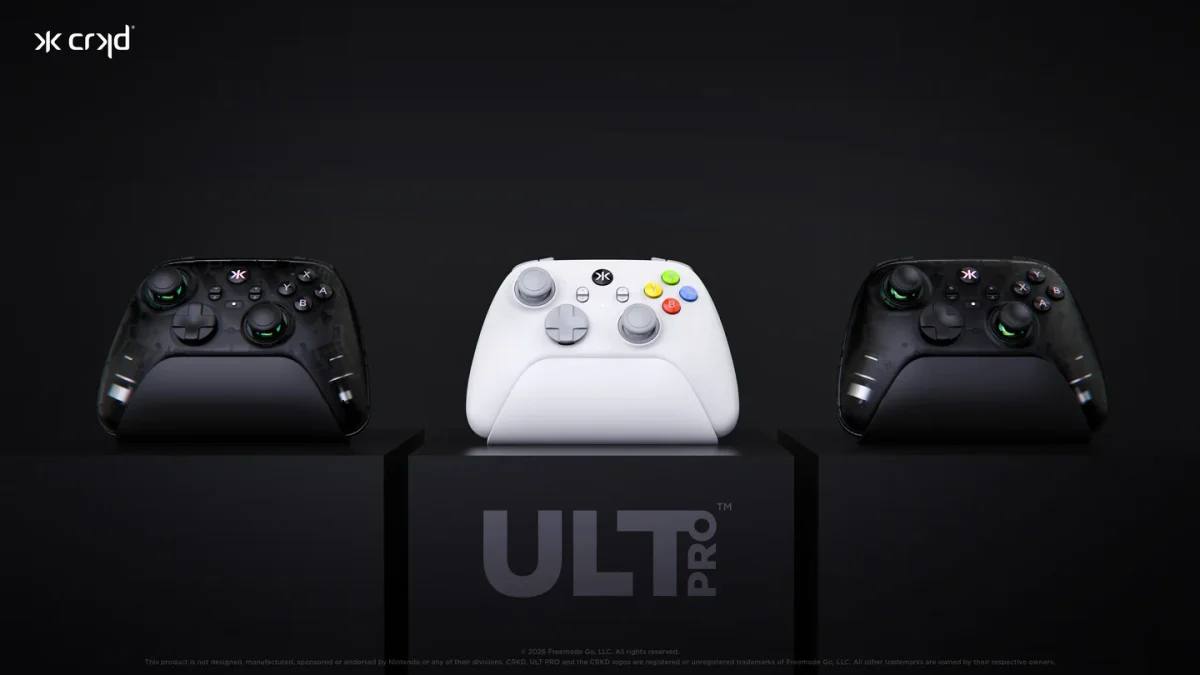 CRKD ULT PRO já está à venda com sticks TMR, polling rate de 1000Hz e dock para Switch 2 e PC