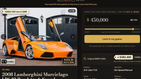 Jogo diário sobre preços de carros usados está conquistando jogadores