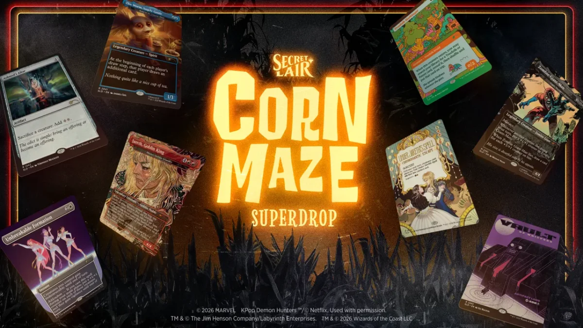 MTG Corn Maze Superdrop traz Labyrinth de Jim Henson, K-Pop Demon Hunters e Marvel Zombies