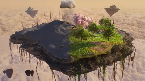 Nedi Cloud Simulator chega ao Steam em outubro com simulação de chuva que devolve vida a ilhas flutuantes
