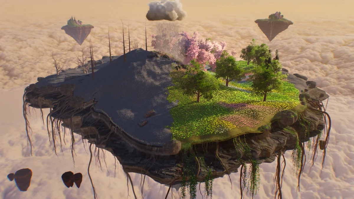 Nedi Cloud Simulator chega ao Steam em outubro com simulação de chuva que devolve vida a ilhas flutuantes