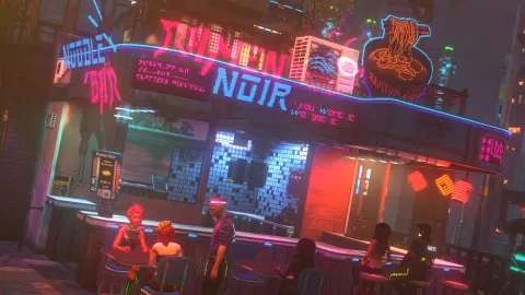 Nivalis Nights: um dia a dia de decoração e caos em um bar de ramen cyberpunk