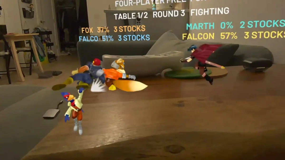 Super Smash Bros. Melee ganha versão de realidade mista no Meta Quest com lutas em mesa de verdade